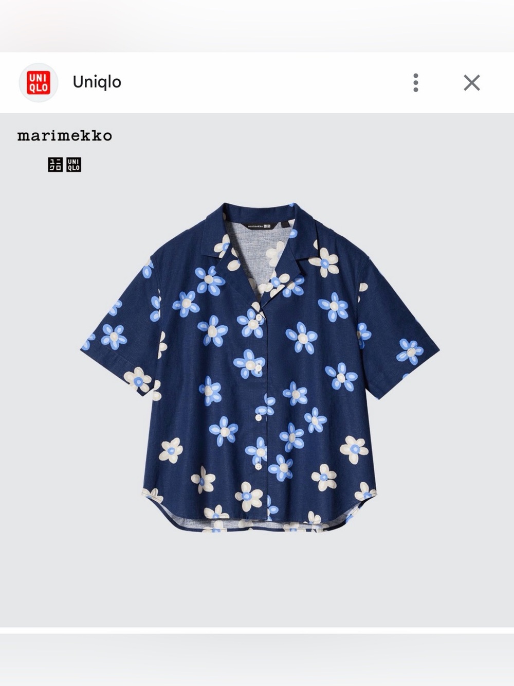 Marimekko Navy Floral Button-Up Top